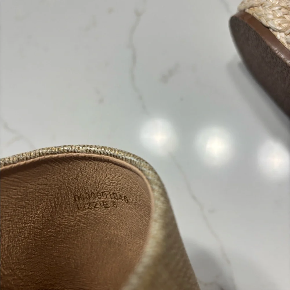 ShuShop Natural Gold Platform Espadrille Slide Sandals